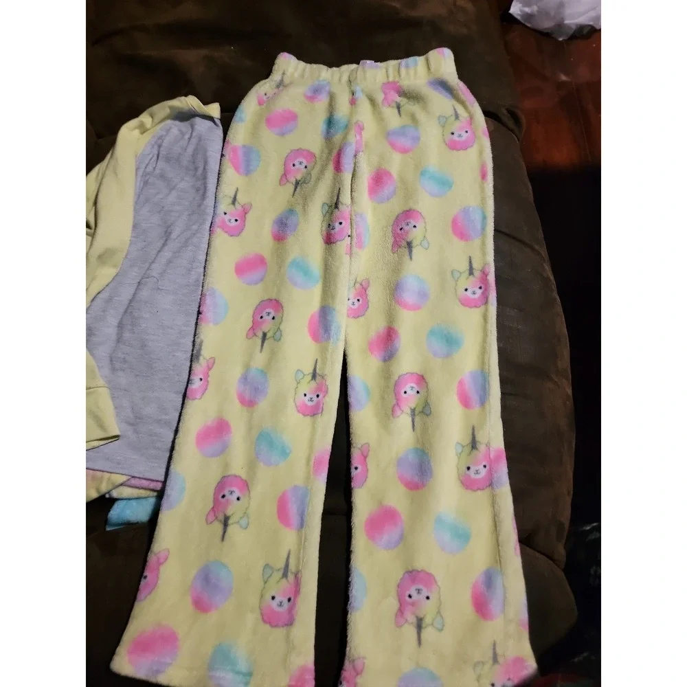Justice llamacorn llama‎ unicorn pajamas fuzzy pants size 8 winter